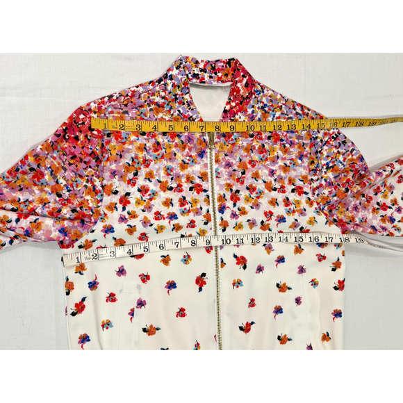 Robert Graham Floral Zip Jacket Womens Sz S/M White Spring Blossom Silk Lining - Picture 6 of 9
